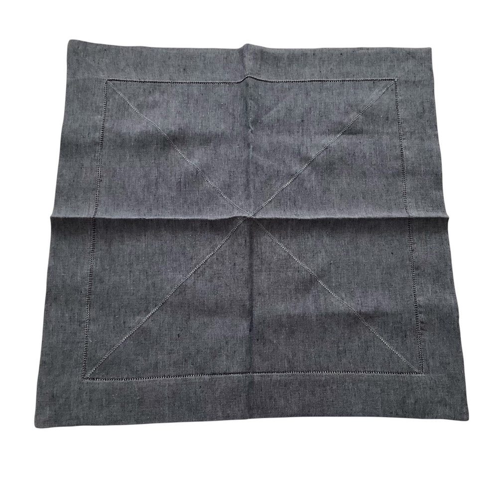 Marchsf Linen Napkin Set of 14 Denim Hemstitch Peter Speliopoulos 21”L x 21”W